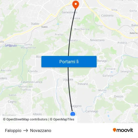 Faloppio to Novazzano map