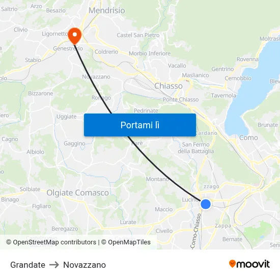 Grandate to Novazzano map