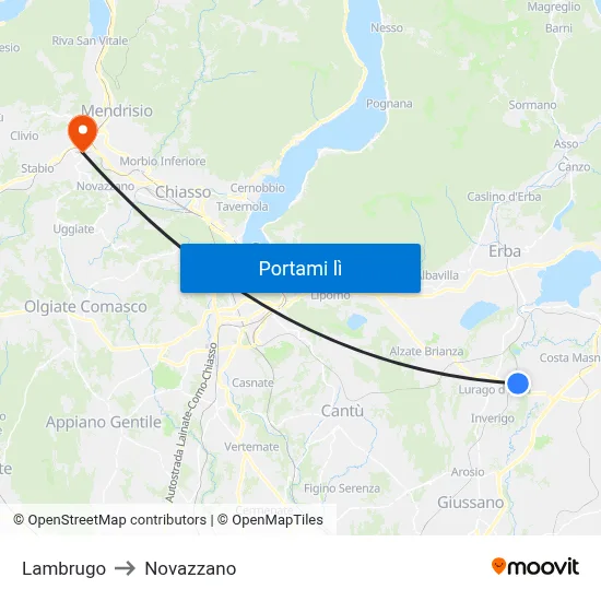 Lambrugo to Novazzano map