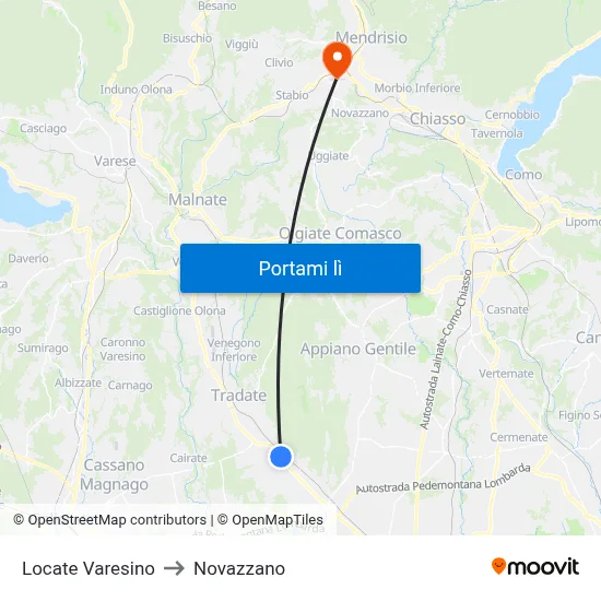Locate Varesino to Novazzano map