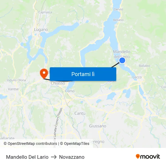 Mandello Del Lario to Novazzano map