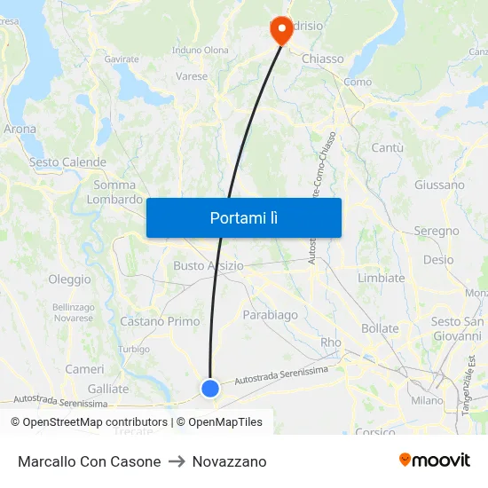 Marcallo Con Casone to Novazzano map
