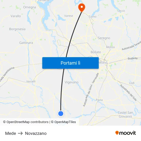 Mede to Novazzano map