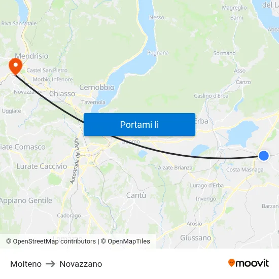Molteno to Novazzano map