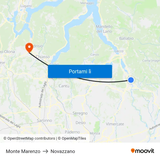 Monte Marenzo to Novazzano map