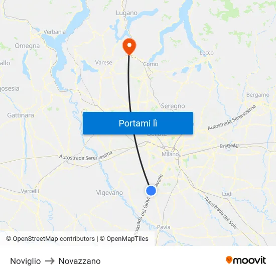 Noviglio to Novazzano map