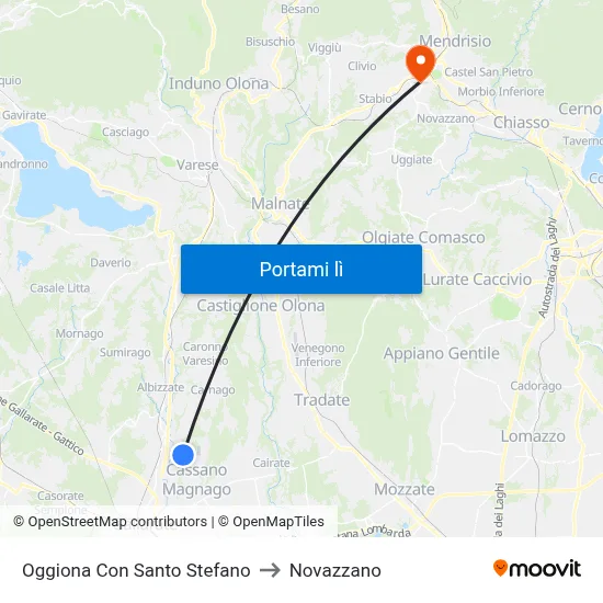 Oggiona Con Santo Stefano to Novazzano map