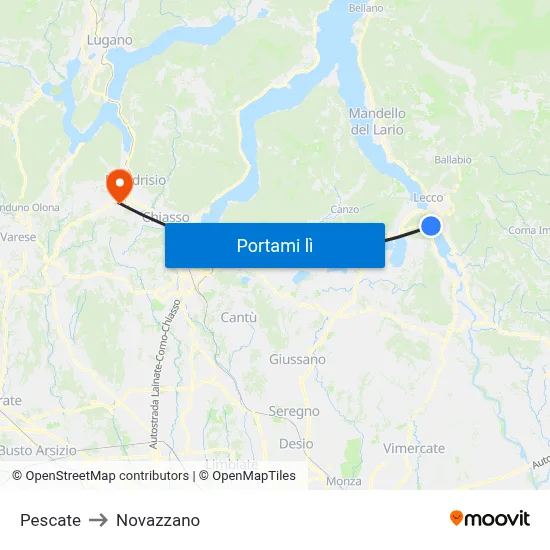 Pescate to Novazzano map