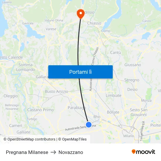 Pregnana Milanese to Novazzano map