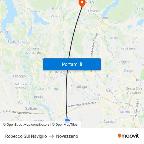 Robecco Sul Naviglio to Novazzano map