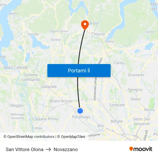 San Vittore Olona to Novazzano map