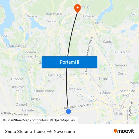 Santo Stefano Ticino to Novazzano map