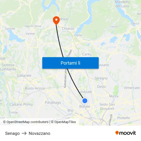 Senago to Novazzano map