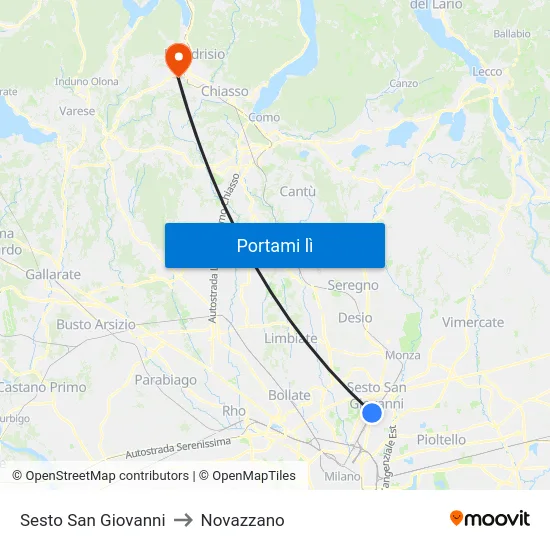 Sesto San Giovanni to Novazzano map