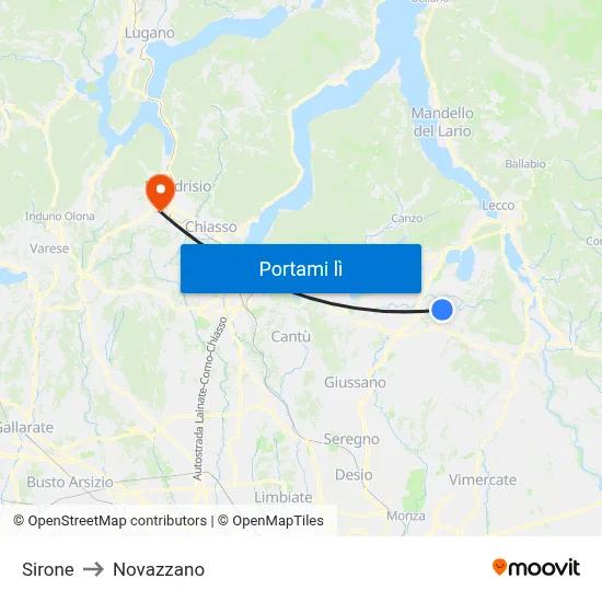 Sirone to Novazzano map