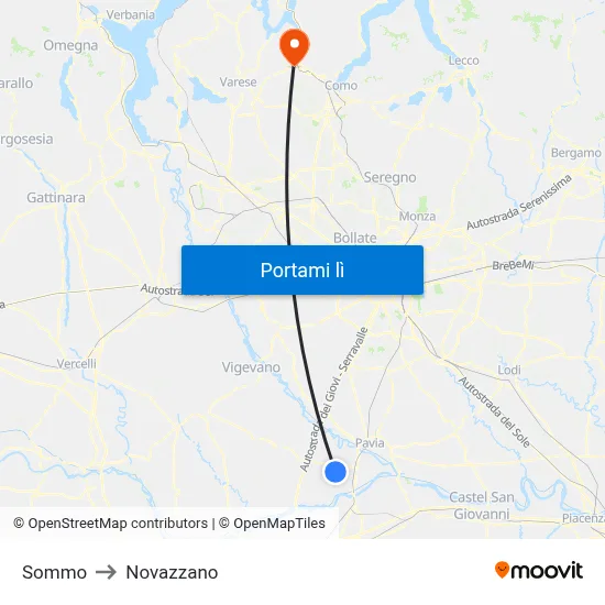 Sommo to Novazzano map