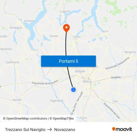 Trezzano Sul Naviglio to Novazzano map
