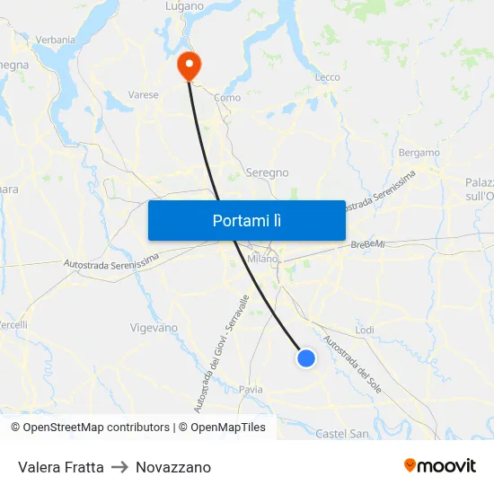 Valera Fratta to Novazzano map