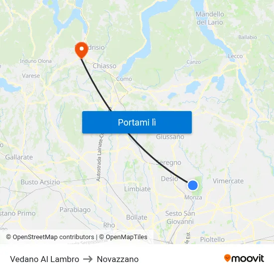 Vedano Al Lambro to Novazzano map