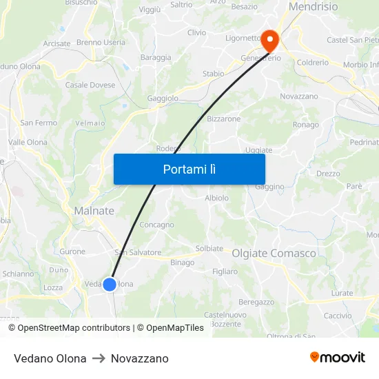 Vedano Olona to Novazzano map