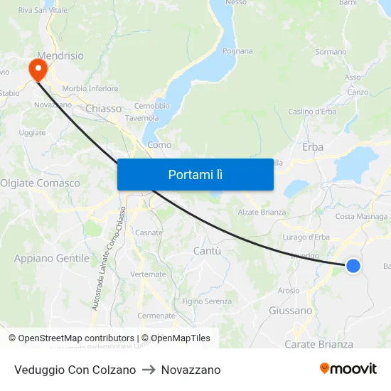 Veduggio Con Colzano to Novazzano map