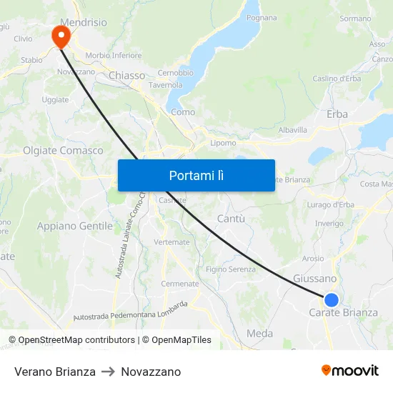 Verano Brianza to Novazzano map