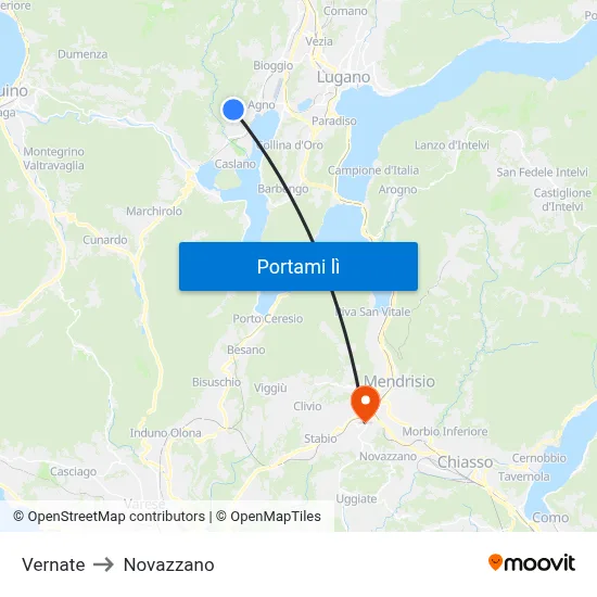 Vernate to Novazzano map