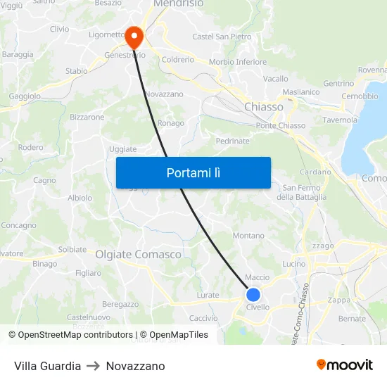 Villa Guardia to Novazzano map