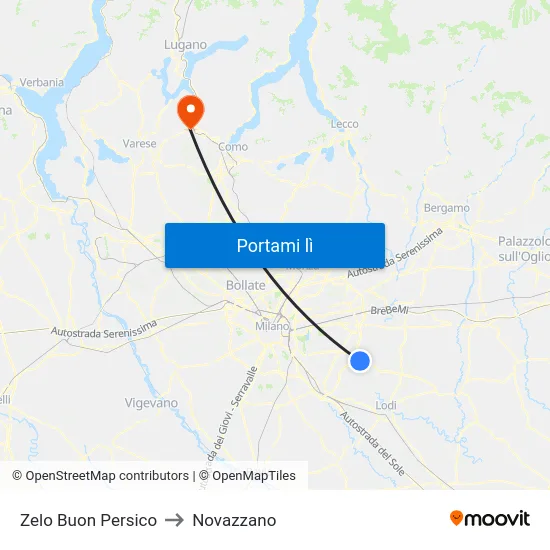 Zelo Buon Persico to Novazzano map