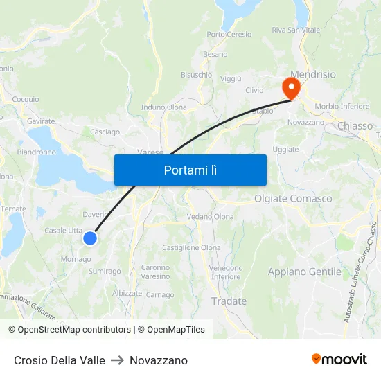 Crosio Della Valle to Novazzano map