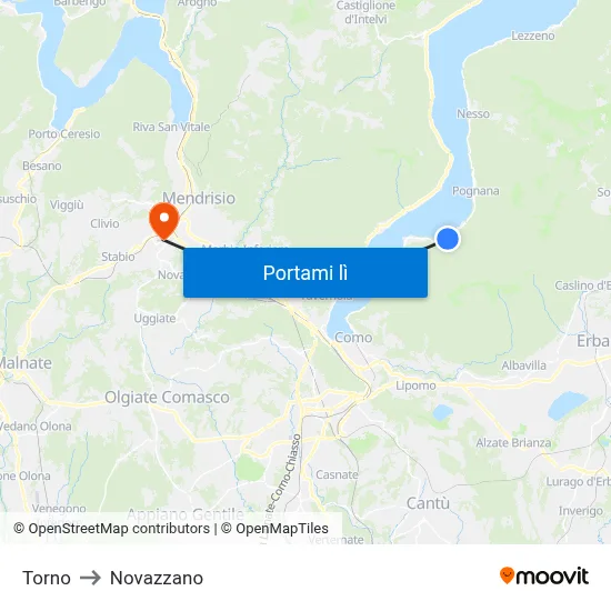 Torno to Novazzano map