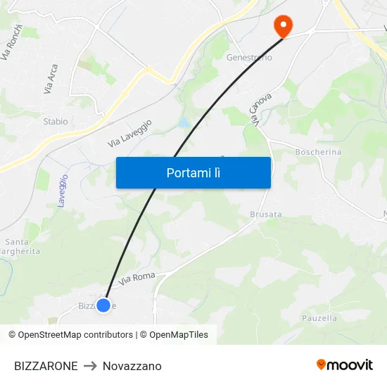 BIZZARONE to Novazzano map
