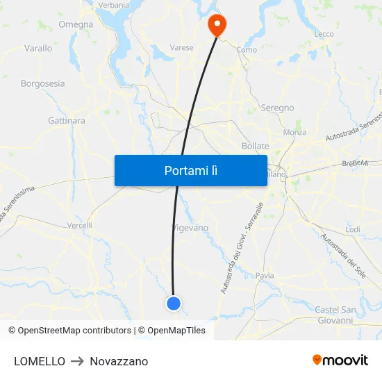 LOMELLO to Novazzano map