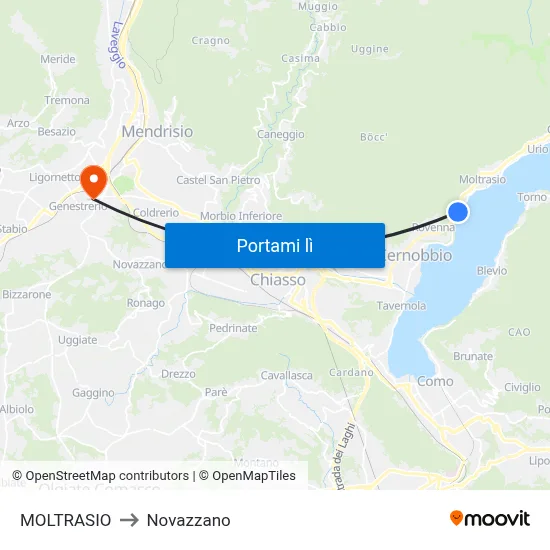 MOLTRASIO to Novazzano map
