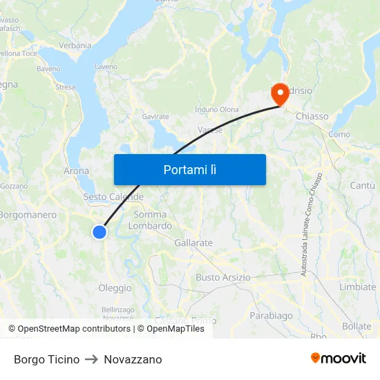 Borgo Ticino to Novazzano map