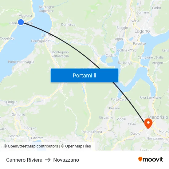 Cannero Riviera to Novazzano map