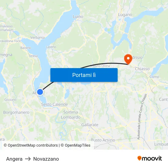 Angera to Novazzano map