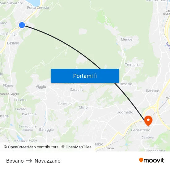 Besano to Novazzano map