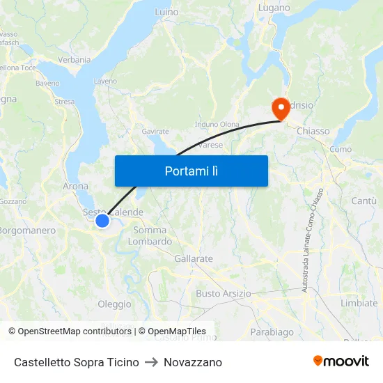 Castelletto Sopra Ticino to Novazzano map