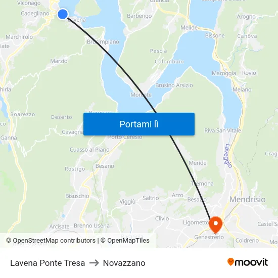 Lavena Ponte Tresa to Novazzano map