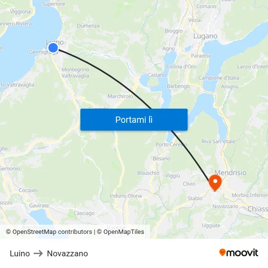Luino to Novazzano map