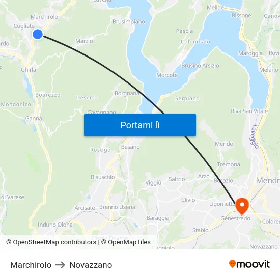 Marchirolo to Novazzano map