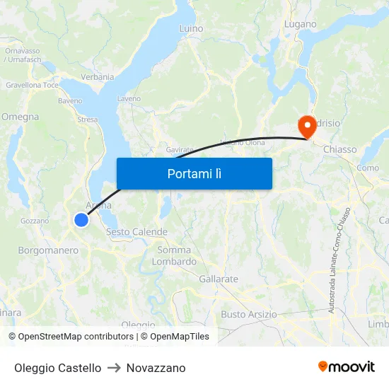 Oleggio Castello to Novazzano map