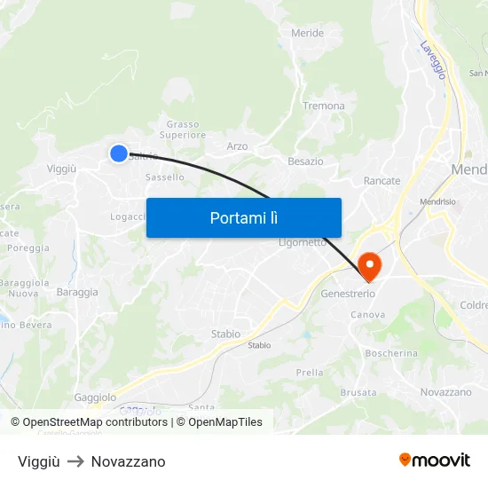 Viggiù to Novazzano map