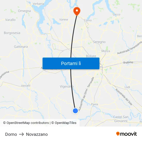 Dorno to Novazzano map