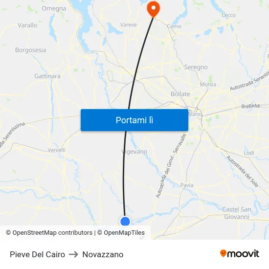 Pieve Del Cairo to Novazzano map