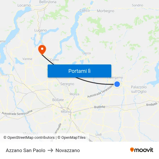 Azzano San Paolo to Novazzano map