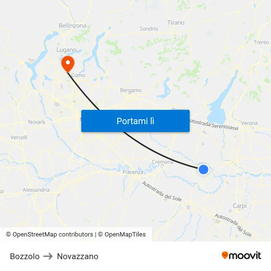 Bozzolo to Novazzano map