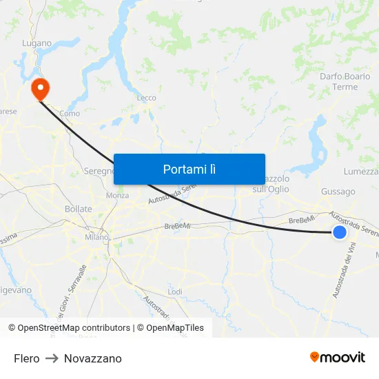 Flero to Novazzano map