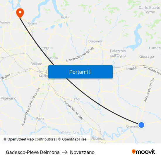 Gadesco-Pieve Delmona to Novazzano map